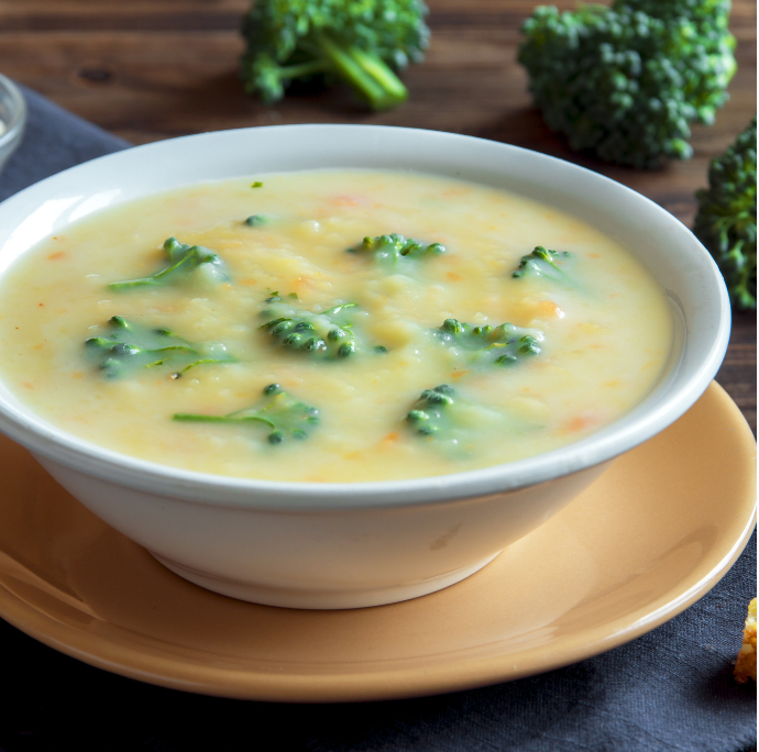 Crema de queso con brócoli y coliflor